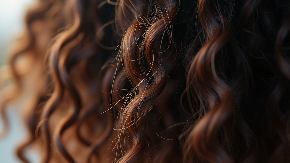 Close-up view of curly hair strands with defined curls
