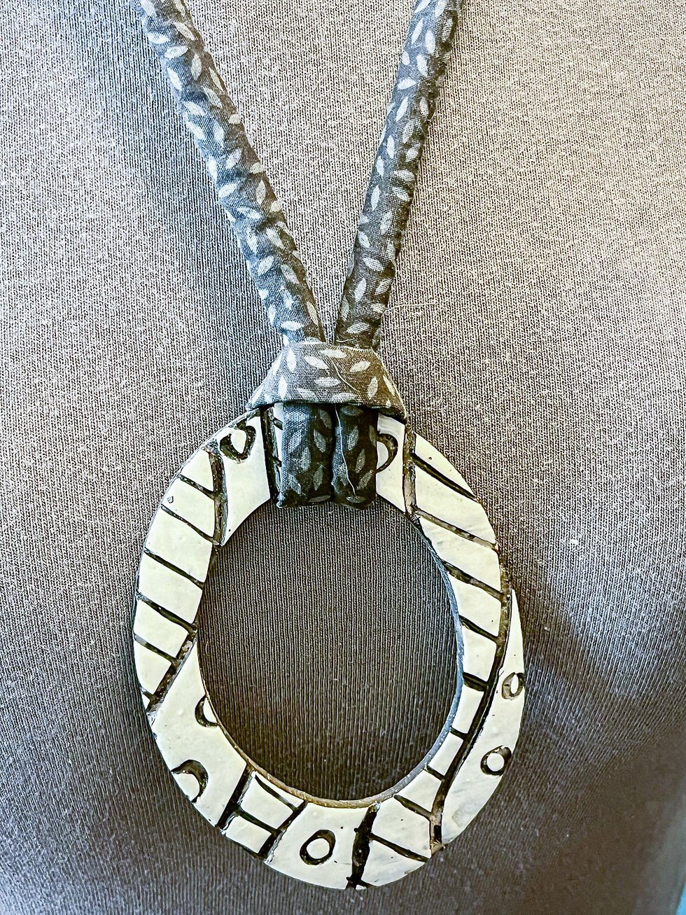 Thumbnail: Carved Oval Ring Necklace - Large