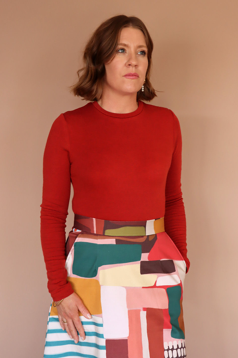 Thumbnail: Ruby Red Tencel / Wool Skivvy