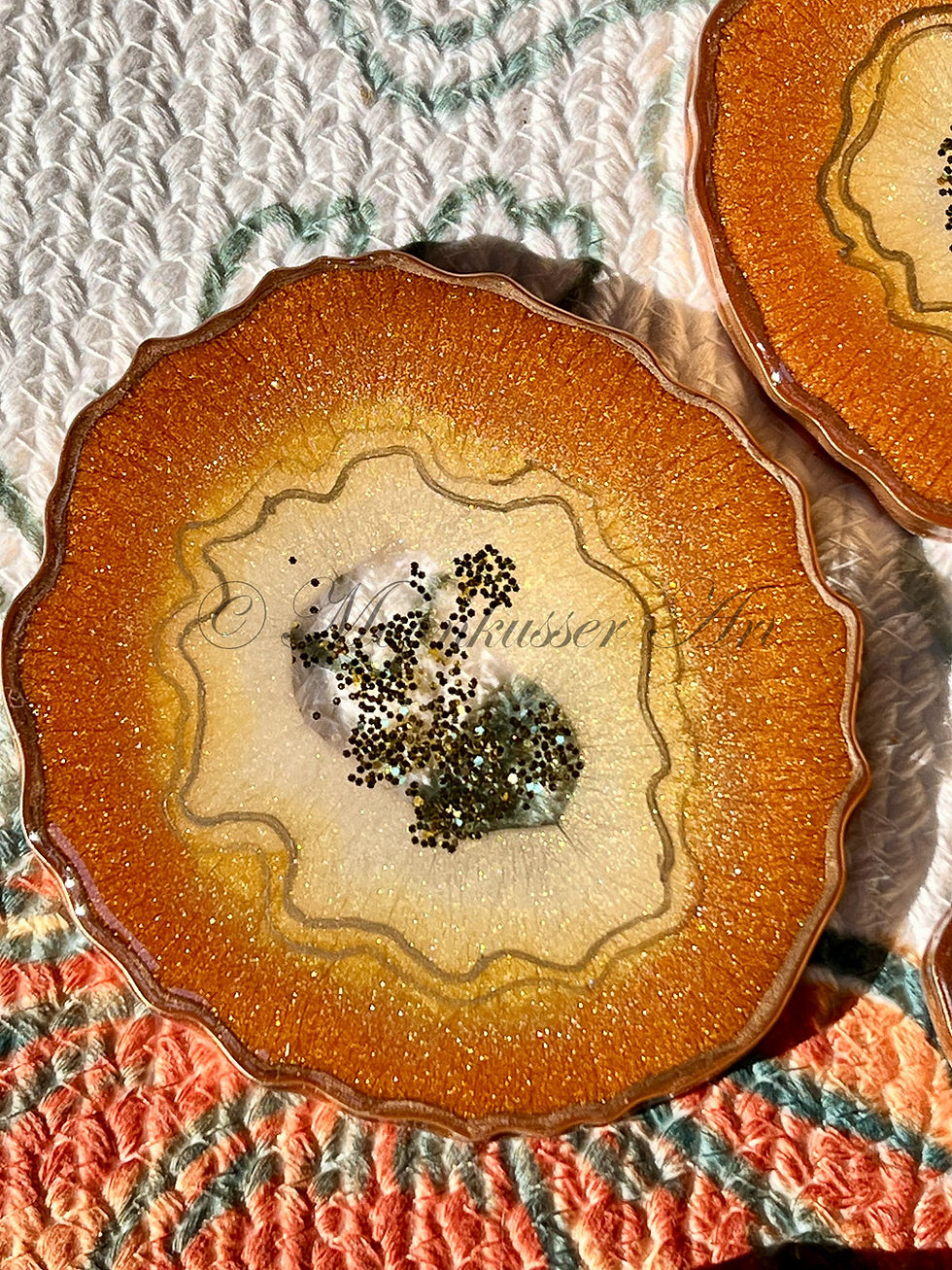 Thumbnail: Geode Resin Coasters - Midas, gold accent for table decor