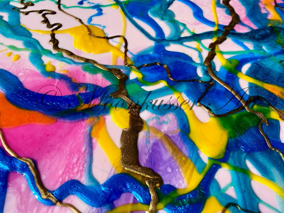 Thumbnail: Resin Art - Rejoice, ribbons of resin snake across large canvas of epoxy resin