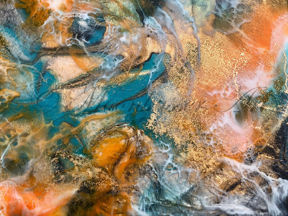 Thumbnail: Moonkusser Art, Monarch Wings, Original Abstract Diptych Resin Art Painting, detail 2e