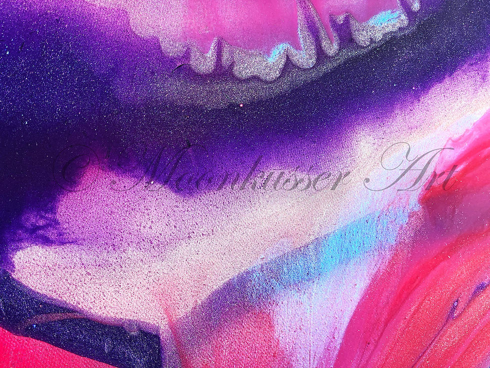 Thumbnail: Original Resin Art Painting, Tickled Pink, Purple, Pink, Lavender, Silver detail m