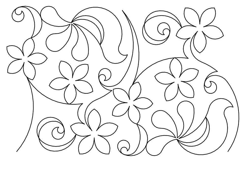 Flowers, leaves, and swirls edge to edge design