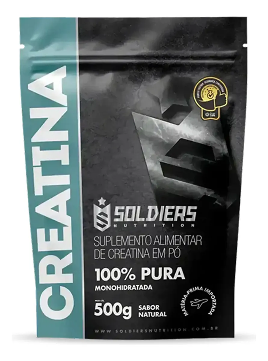 Creatina monohidratada Soldiers 500g importada para combate à sarcopenia