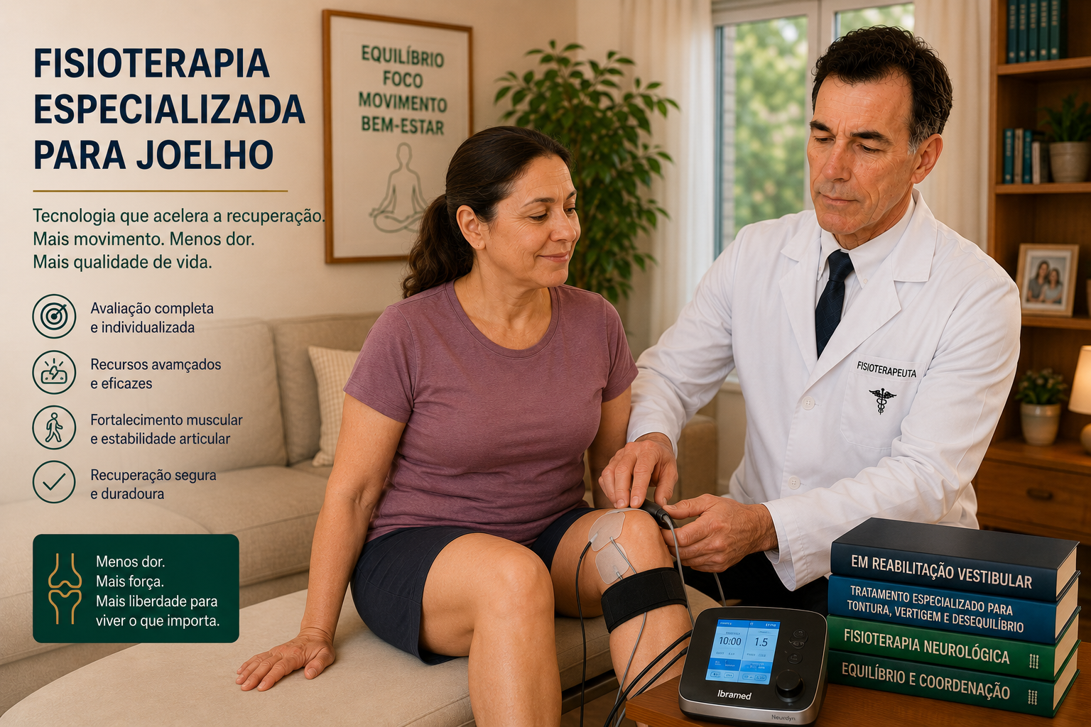 Fisioterapia especializada para joelho no pós-operatório