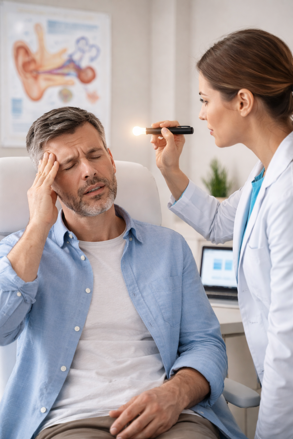 Paciente com tontura persistente em reabilitação vestibular