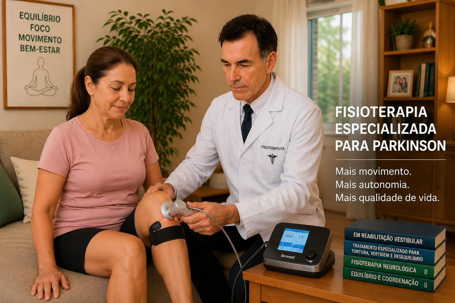 Pessoa com Parkinson em fisioterapia domiciliar com exercícios faciais