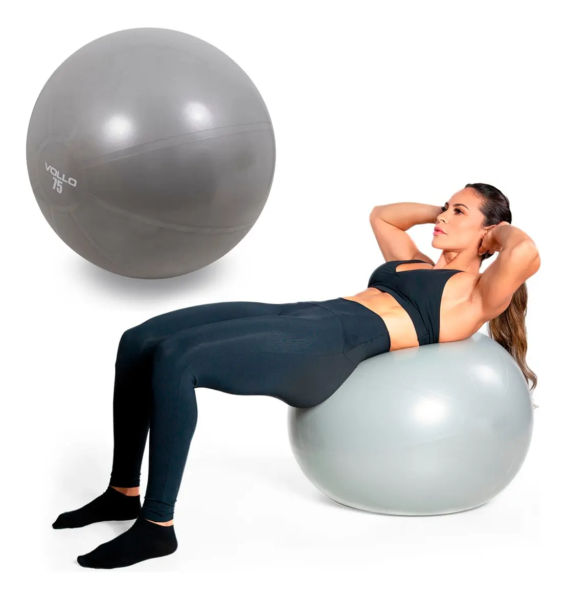 Bola suíça Vollo 75cm antiestouro para exercícios de equilíbrio