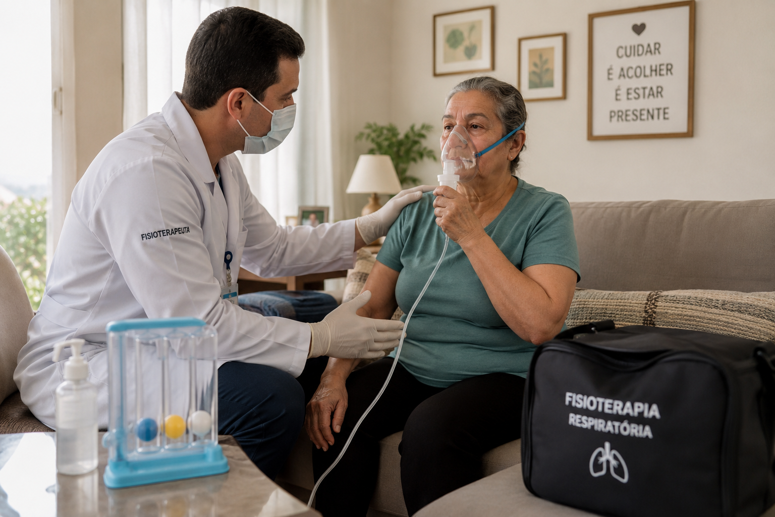 Fisioterapia respiratória em paciente com dor nas costas que piora ao respirar