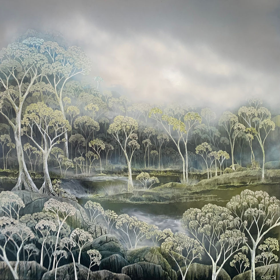 Morning Mist_90x90cm by Penelope Oates