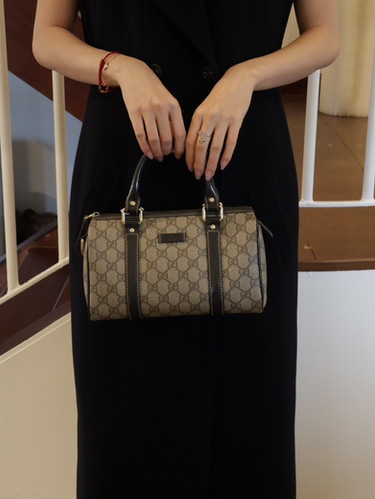 バッグ GUCCI Vintage GGPlus Mini Boston Handbag Gucci Vintage Mini Boston Bag Canvas Handbag 07010 Brown