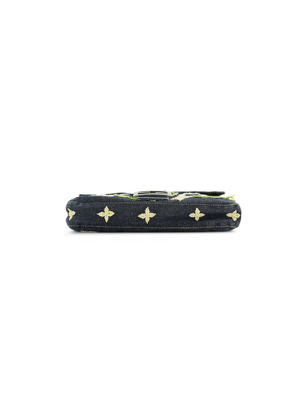 Thumbnail: Fendi Denim Floral Embroidered Baguette Handbag