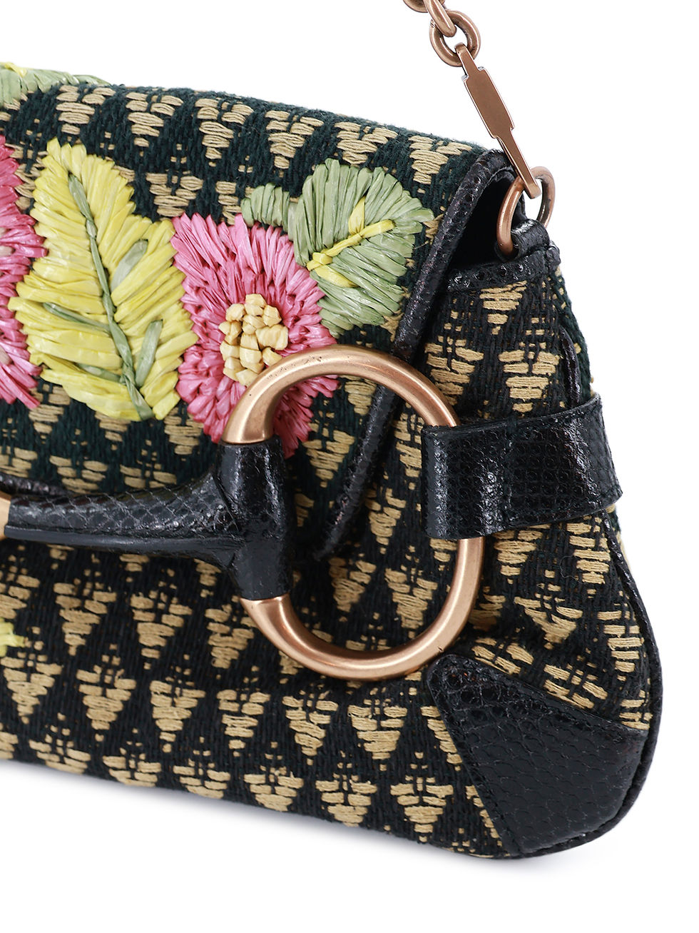 Thumbnail: Gucci Floral Python Horsebit Chain Clutch Bag