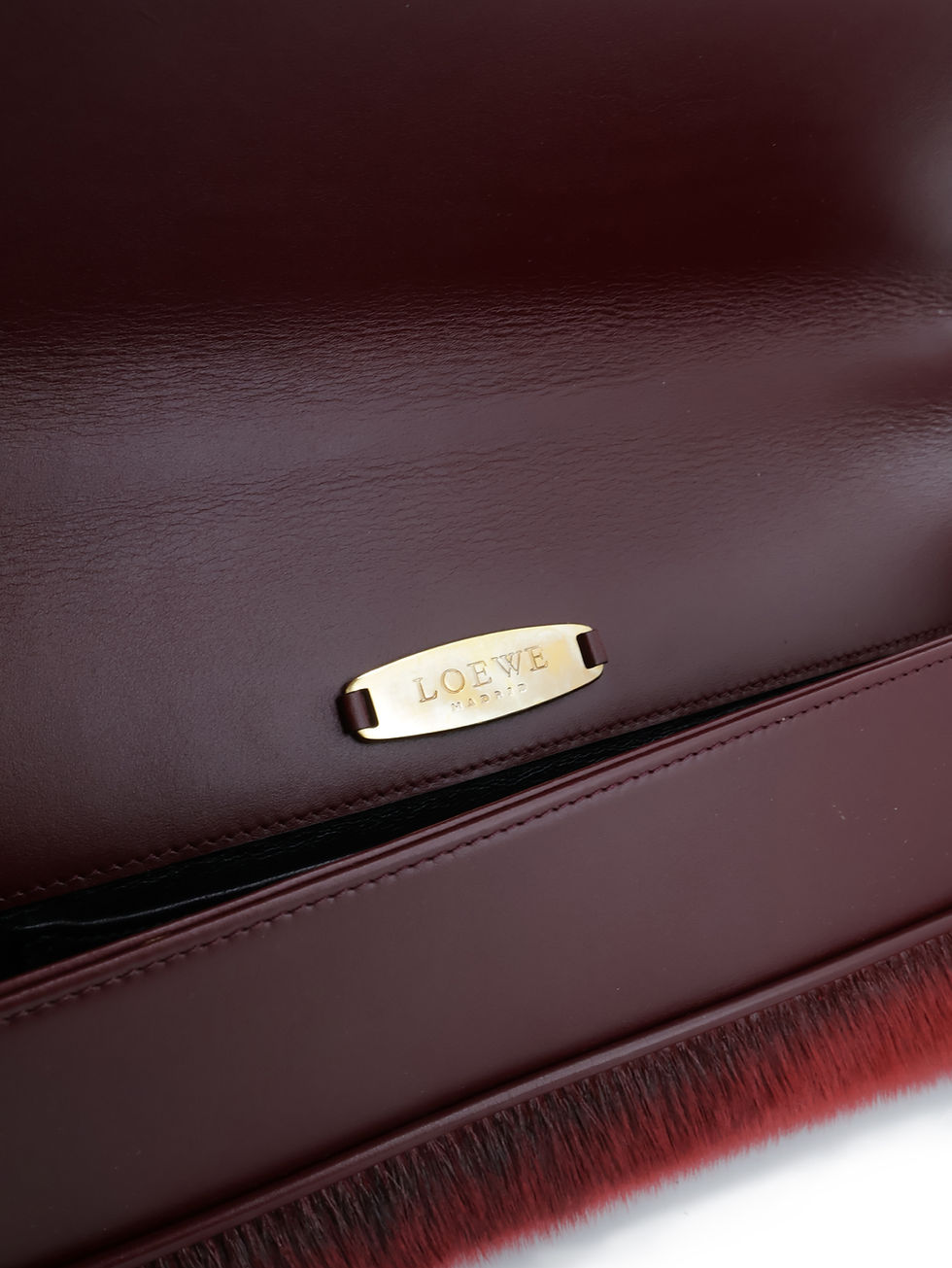 Thumbnail: Loewe Bordeaux Leather Fur Handbag