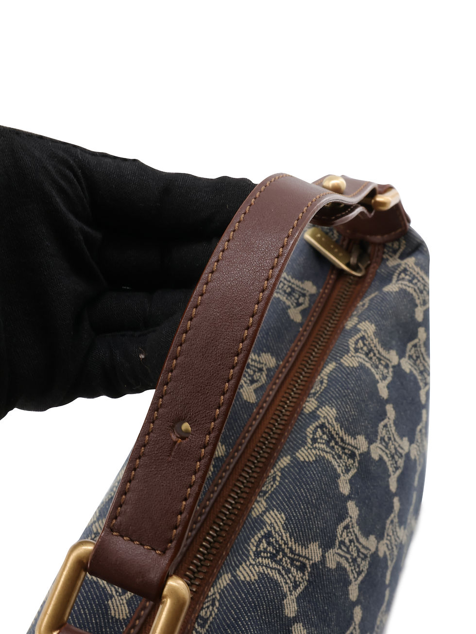 Thumbnail: Celine Denim Triomphe Lunch Box Handbag