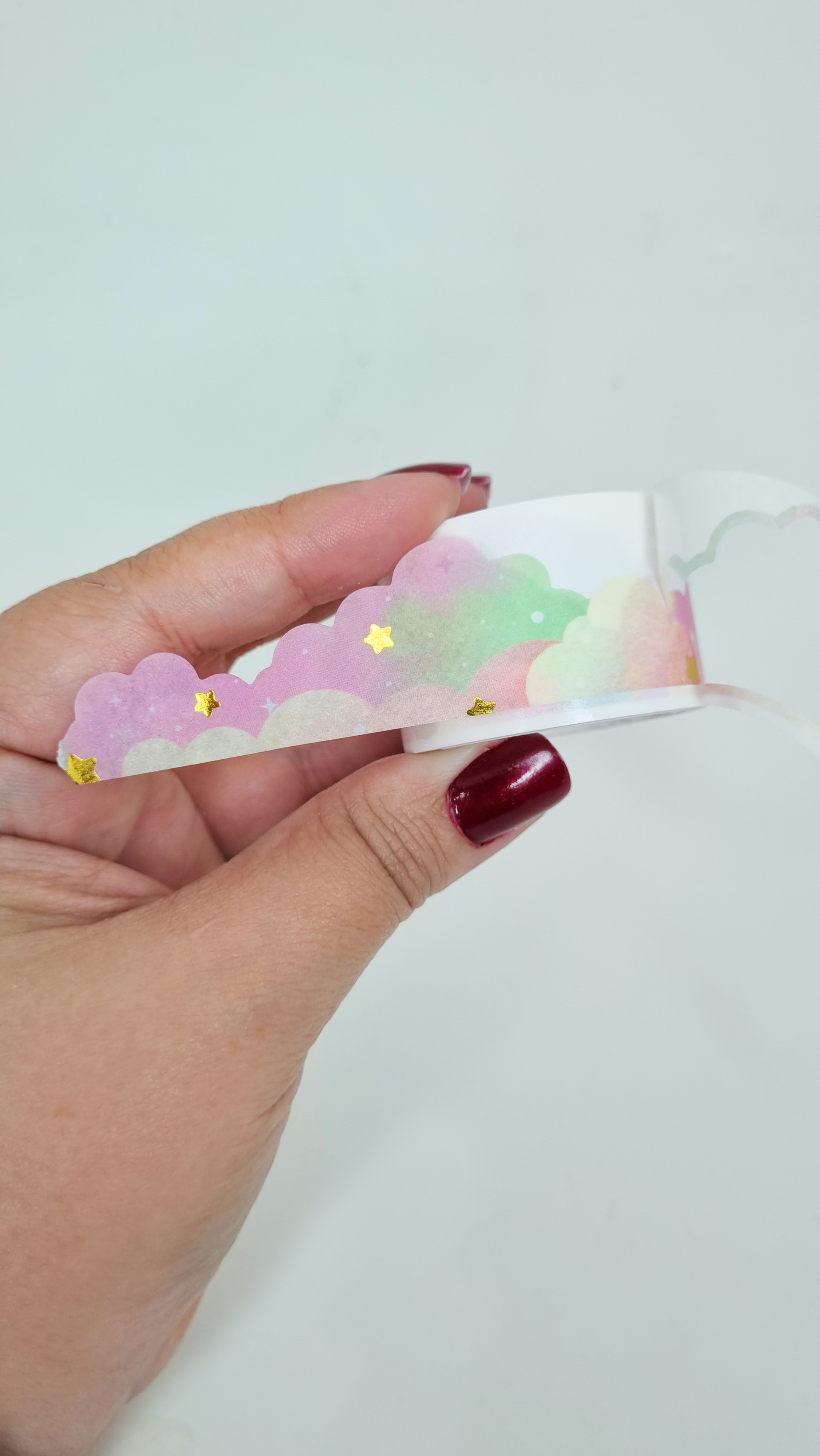Washi Tape Nuvens e Estrelas Rosa