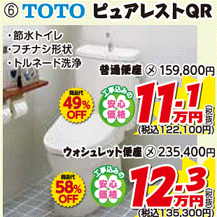 ⑥TOTO　ピュアレストQR・普通便座