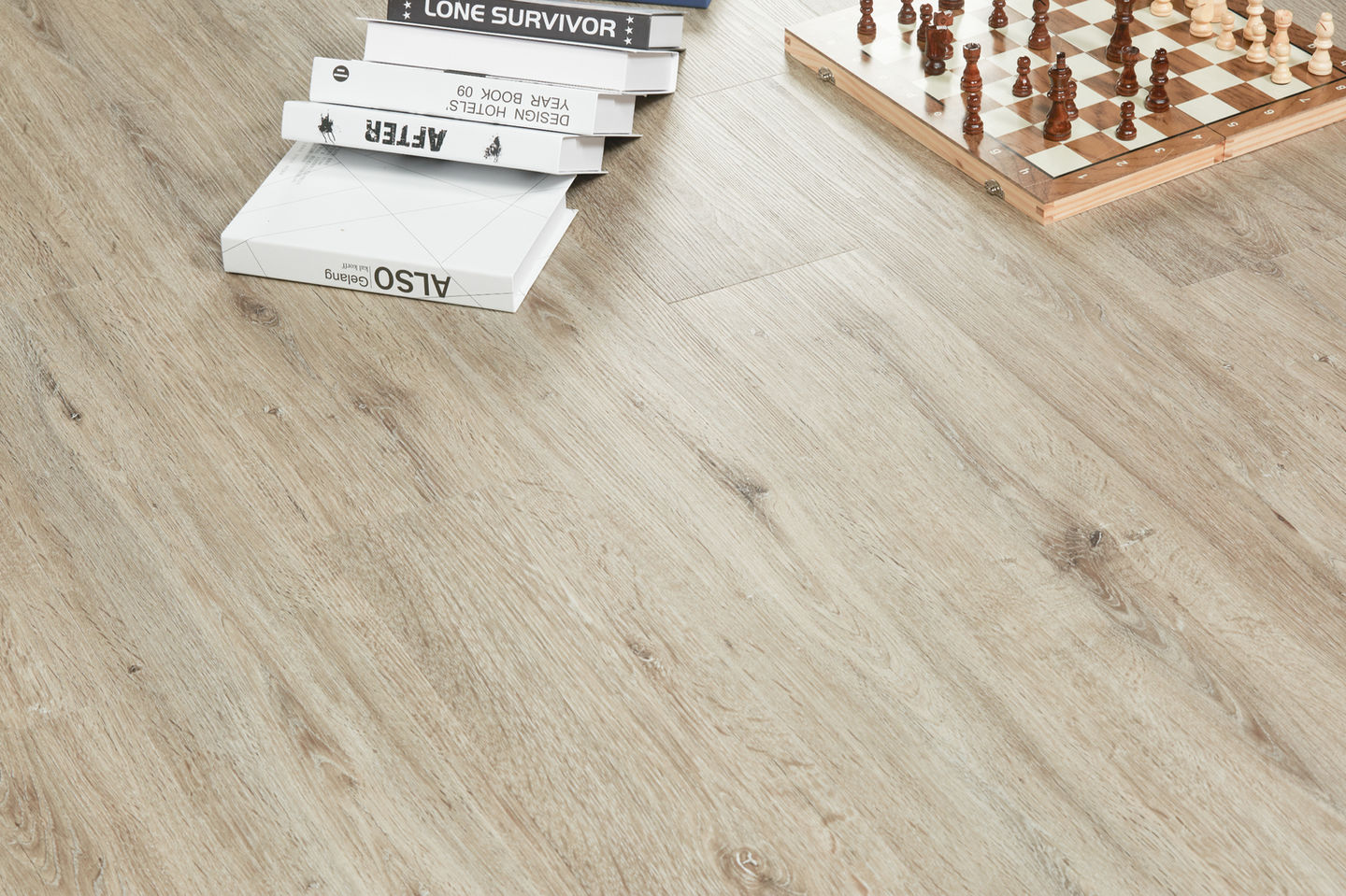 Close-up of Nordikka Cedar plank flooring – light oak with grey undertones