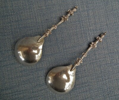 Thumbnail: Pair of Antique European Solid Silver Figural Marriage Spoons