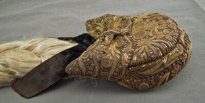 Thumbnail: Antique Polish Jewish Sabbath Hat Kupka with Wig Judaica 19th Century Poland