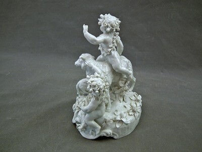 Thumbnail: Antique Capodimonte Cozzi Figural Group Putti with Sheep White Porcelain