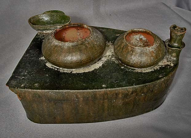 Ancient Chinese Eastern Han Dynasty (25-220 AD) Green Glazed Cooking Stove