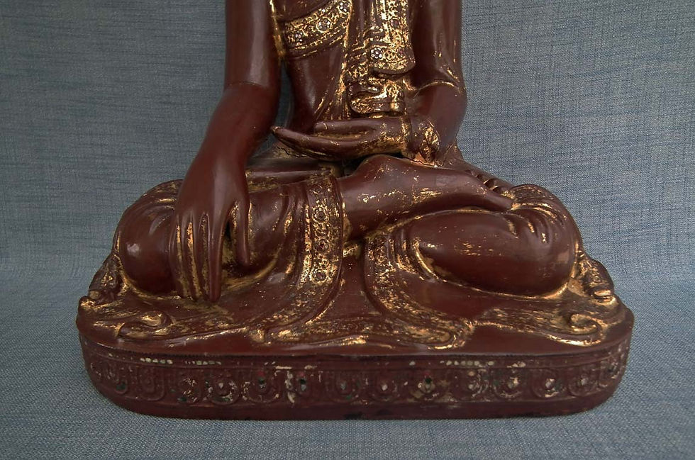 Thumbnail: large Antique Burmese Lacquered Gilded Wood Buddha Burma 19th Century Mandalay P