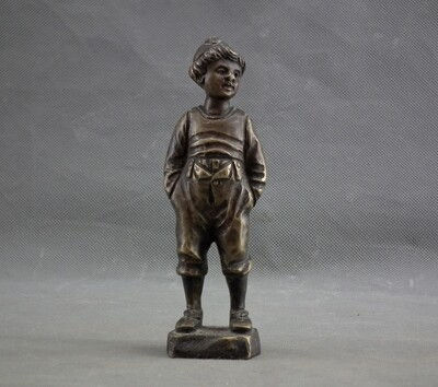 Thumbnail: Antique 19th Century Bronze Sculpture of Standing Boy
