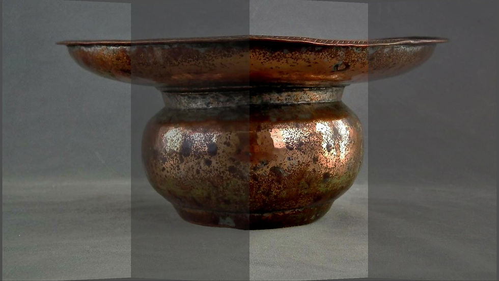 Thumbnail: Antique 17th Century Islamic Indo Persian Safavid Tinned Copper Ablution Basin