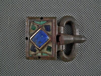 Thumbnail: Ancient Visigothic Gold Inlay Jeweled Bronze Buckle 6th Century AD Visigoths Iberia