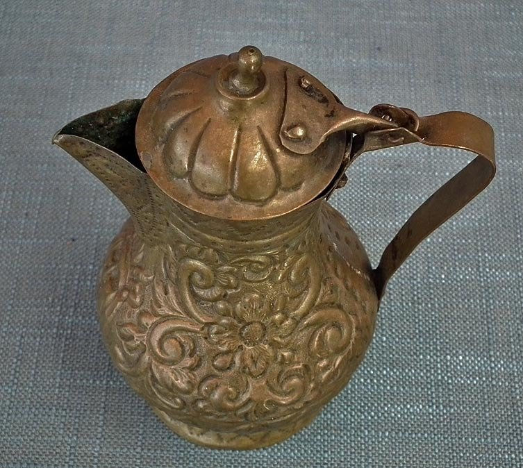 Thumbnail: Antique 17 Century European Baroque Repousse Brass Jug German Nuremberg