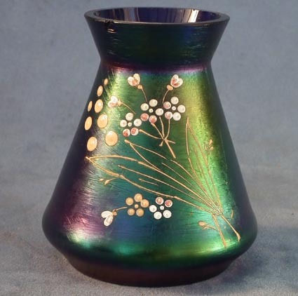 Antique Art Nouveau iridescent glass vase attributed to Loetz