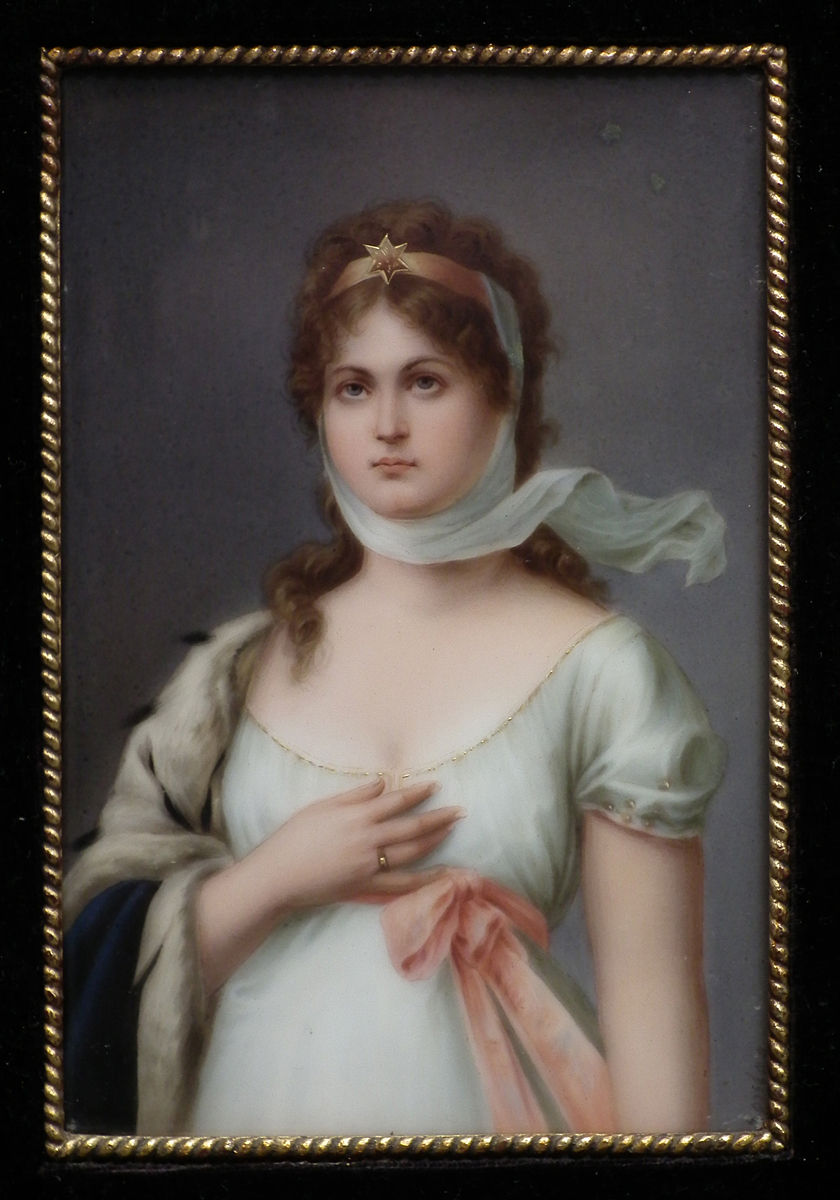 Thumbnail: Antique Hand Painted German porcelain Plaque Portrait Queen Louise Of Prussia