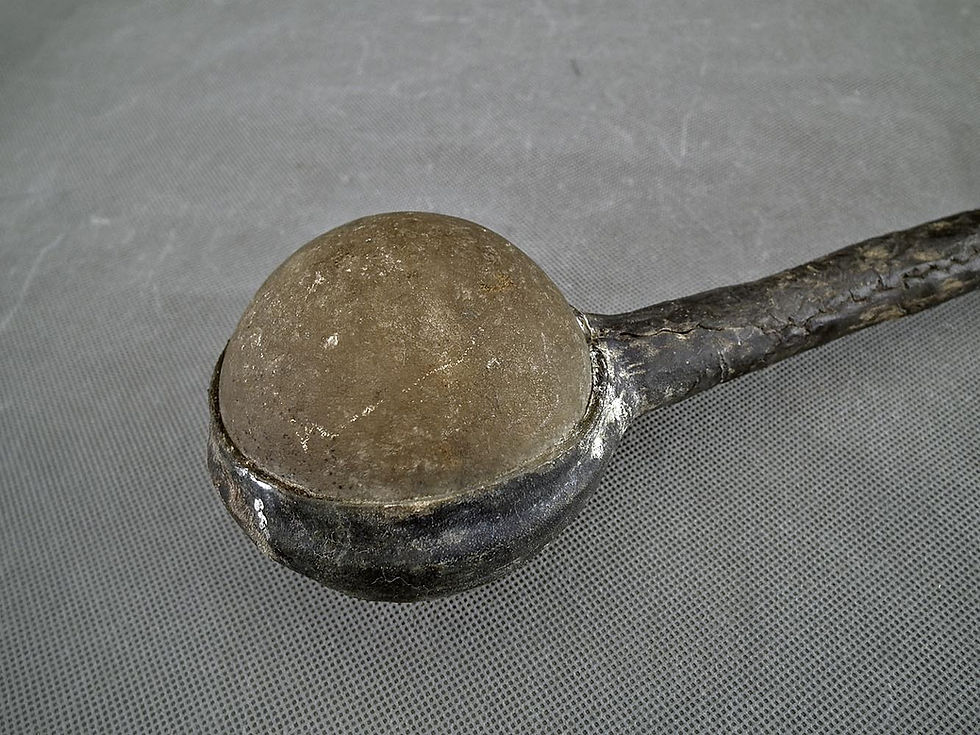 Thumbnail: Antique Native American Plains Indian Stone War Club with Beaded Ornament