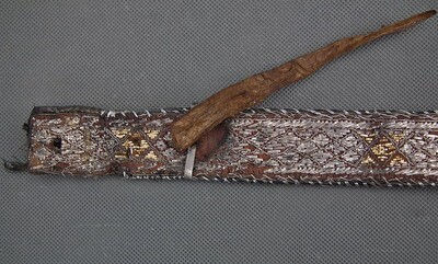 Thumbnail: Antique Omani Arab Silver Mounted Islamic Arabic Dagger Jambiya Khanjar circa 1900 AD