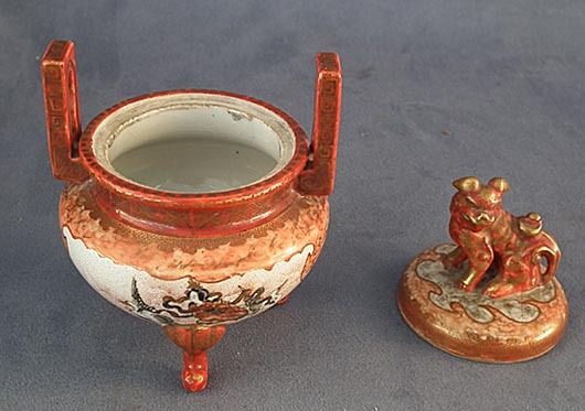 Thumbnail: Antique Japanese Kutani Porcelain Incense Burner Koro