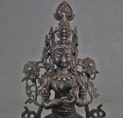 Thumbnail: Antique Sino - Tibetan Bronze Figure Buddha Bodhisattva Avalokiteshvara Guanyin Kuan Yin
