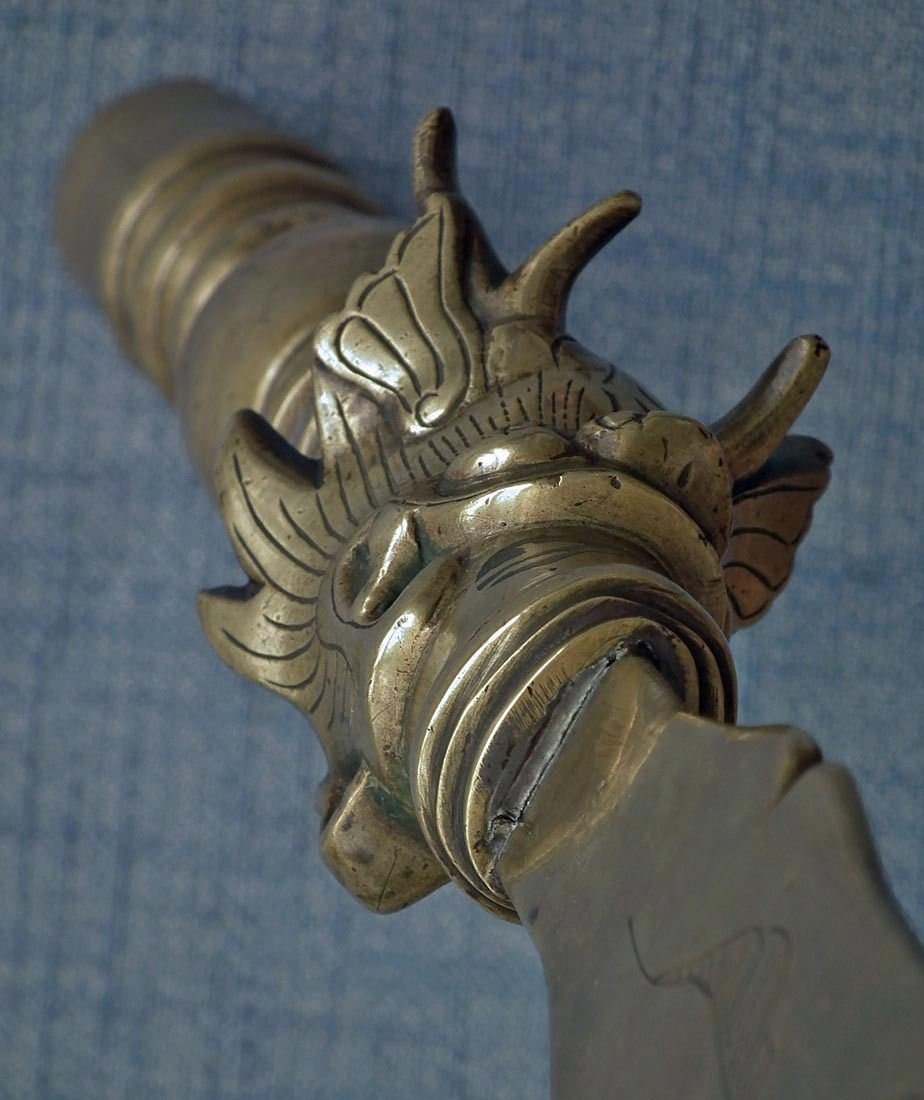 Thumbnail: Antique Chinese Qing Dynasty Large Bronze Polearm Glaive
