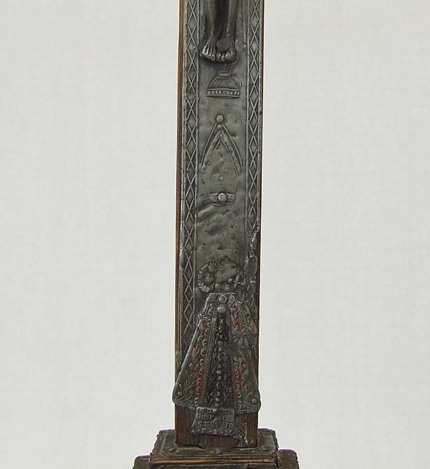 Thumbnail: Antique 17th Century Baroque Crucifix Cross Wood and Pewter Clad