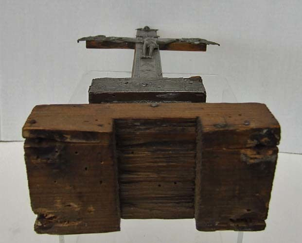 Thumbnail: Antique 17th Century Baroque Crucifix Cross Wood and Pewter Clad