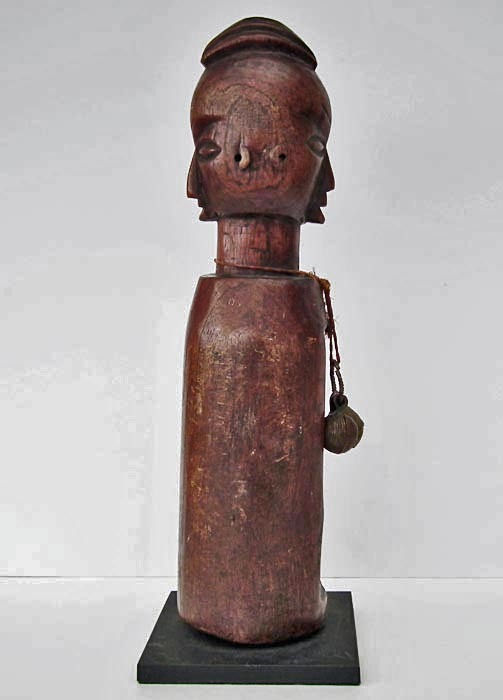 Thumbnail: Antique African Yaka Diviner Janus Slit Gong Drum Mukoku Ngoombu