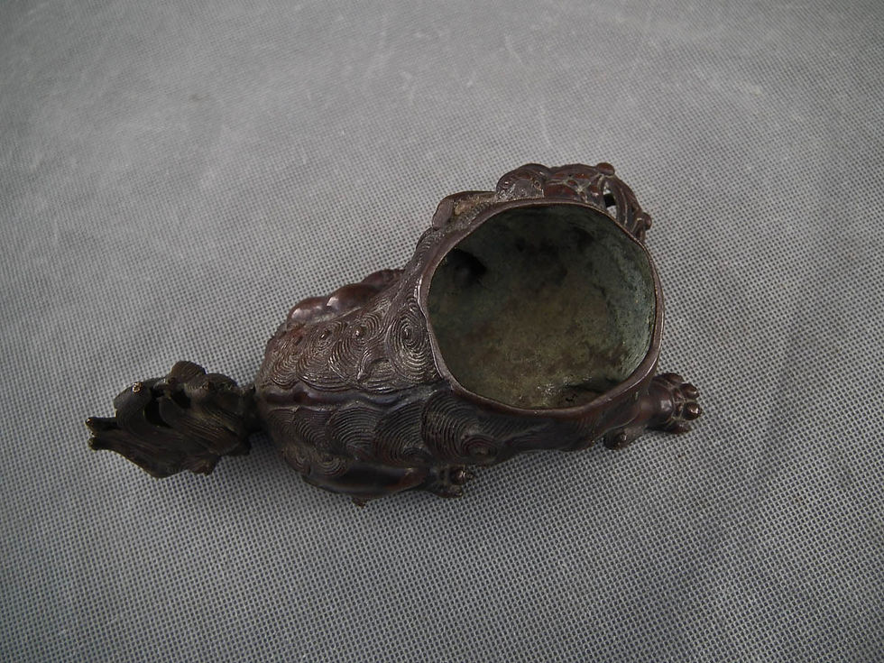 Thumbnail: Antique Chinese Qing Dynasty Bronze Buddhist Guardian Lion Foo Dog Incense