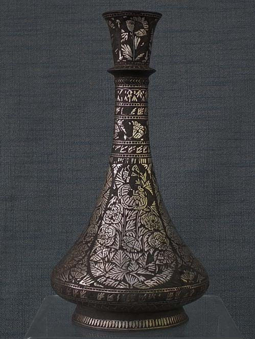 Antique 19th Century Islamic Indian Bidri Hookah Base Deccan India