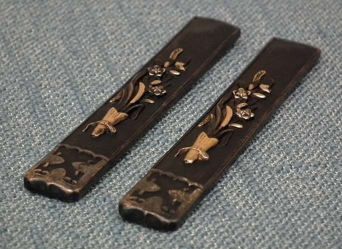 Thumbnail: Pair Antique Japanese Kozuka To Samurai Sword Katana Wakizashi Tanto