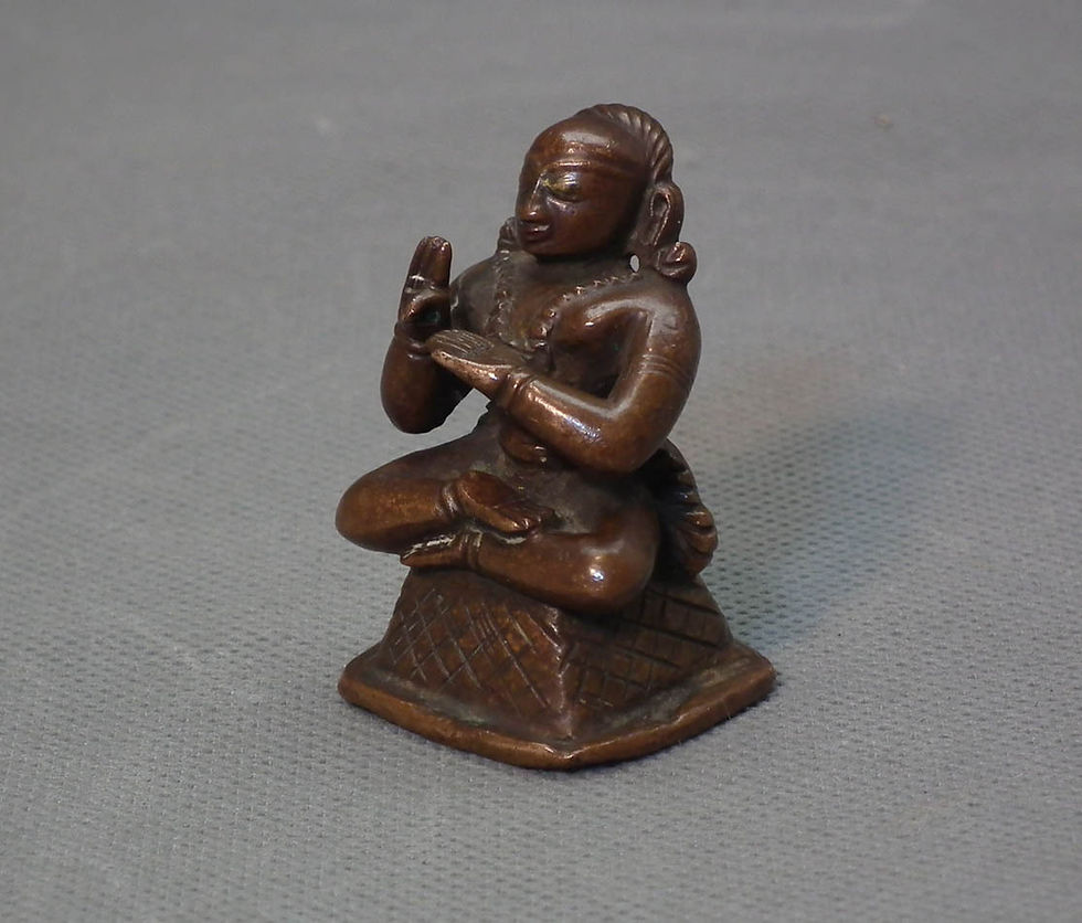Thumbnail: Antique 16th - 17th Century Indian Bronze Figure of Hindu or Jain Deity India Ta