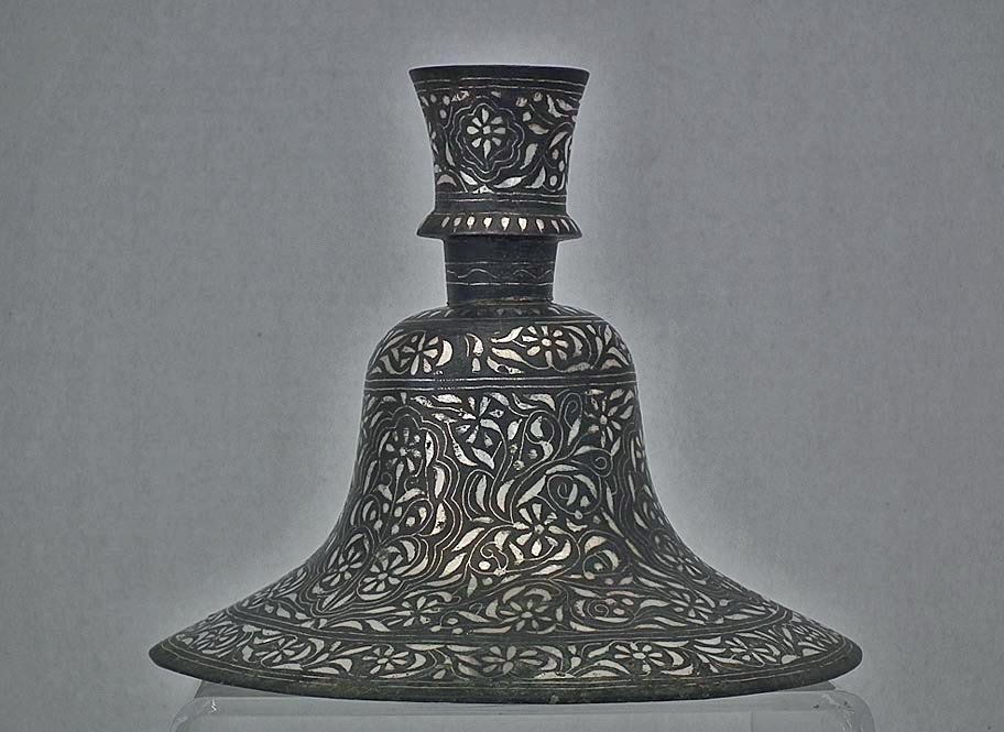 Thumbnail: Antique 18th c Islamic Indian Mughal Silver  Bidri Hookah Huqqa