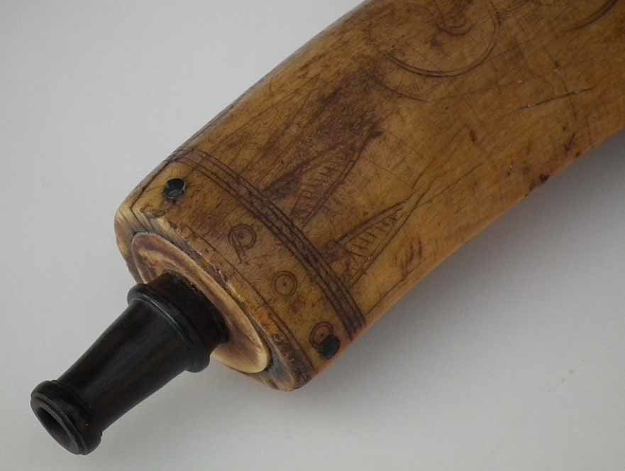 Thumbnail: Antique  century Ukrainian Zaporozhian Cossack Gun Powder Flask Horn