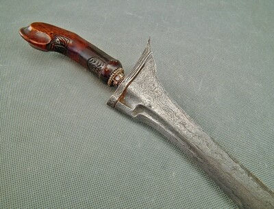 Thumbnail: Rare Antique Javanese Indonesian Islamic Sword Dagger Kris Keris Pamor and Amboyna Burl