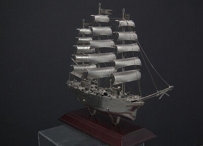 Thumbnail: Sterling Silver model of the tall ship Amerigo Vespucci